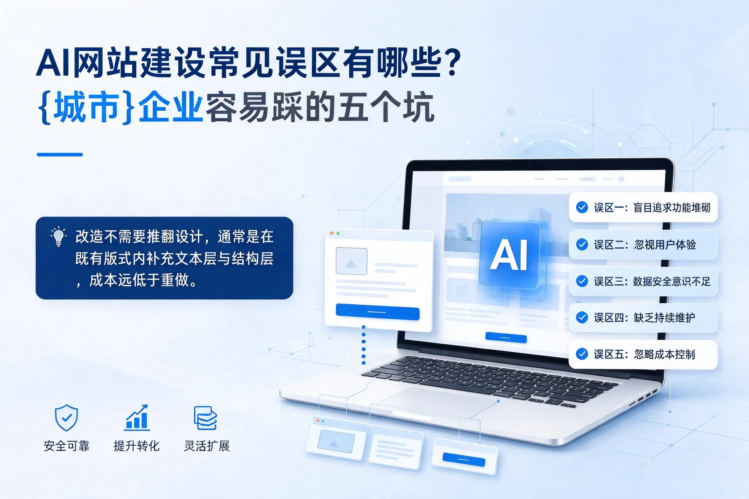 AI网站建设常见误区有哪些？防城港企业容易踩的五个坑